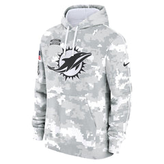 Youth Miami Dolphins White/Gray 2024 Salute To Service Pullover Hoodie 