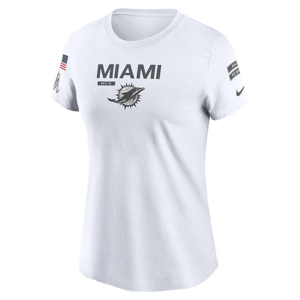 Women's Miami Dolphins White 2024 Salute To Service Legend Performance T-Shirt 