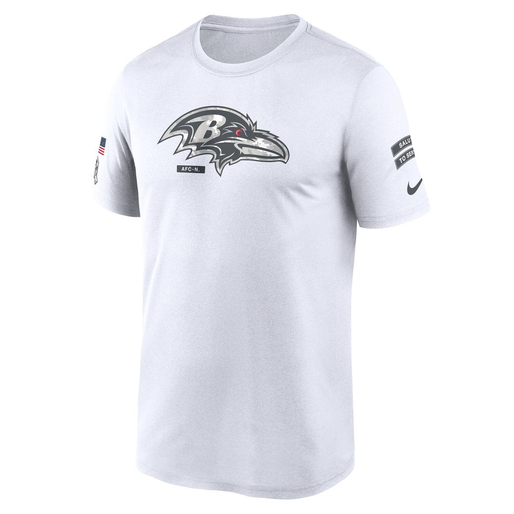 Men's Baltimore Ravens White 2024 Salute To Service Legend Performance T-Shirt 