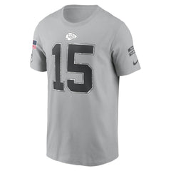 Men's Kansas City Chiefs Patrick Mahomes Gray 2024 Salute To Service Name & Number T-Shirt 