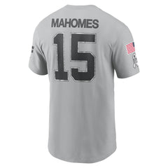 Men's Kansas City Chiefs Patrick Mahomes Gray 2024 Salute To Service Name & Number T-Shirt 