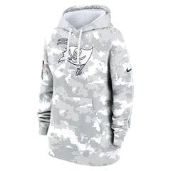 Women's Tampa Bay Buccaneers Arctic Camo 2024 Salute To Service Club Fleece Pullover Hoodie 