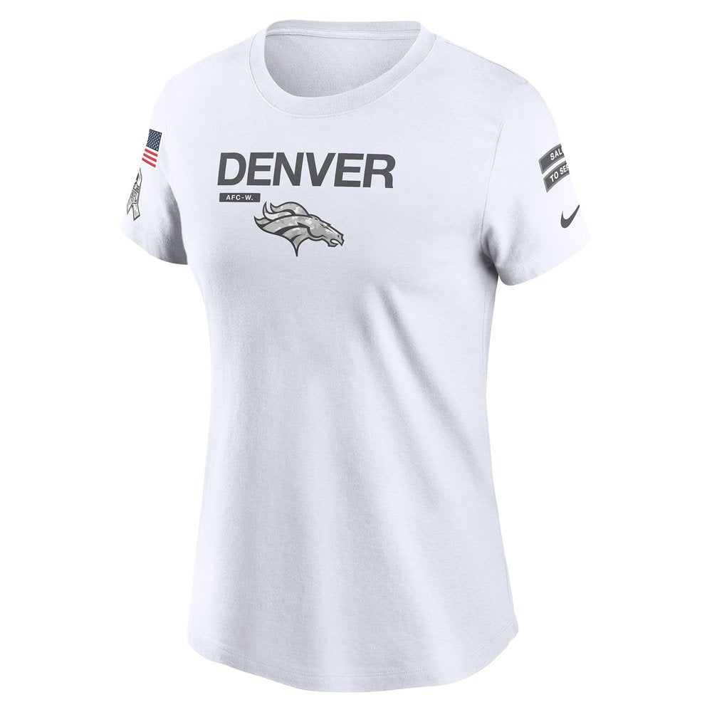 Women's Denver Broncos White 2024 Salute To Service Legend Performance T-Shirt 