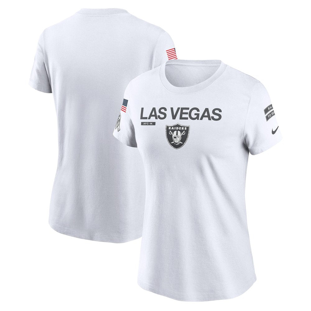 Women's Las Vegas Raiders White 2024 Salute To Service Legend Performance T-Shirt 