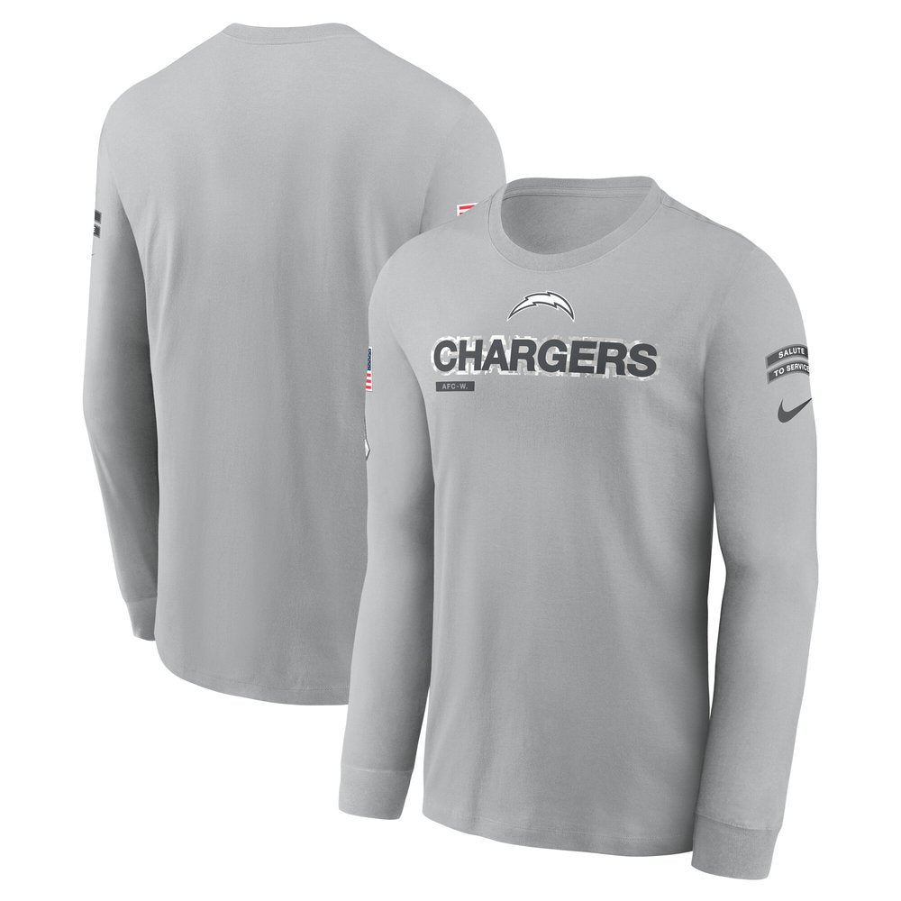 Men's Los Angeles Chargers Gray 2024 Salute To Service Long Sleeve T-Shirt 