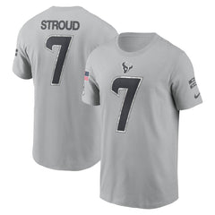 Men's Houston Texans C.J. Stroud Gray 2024 Salute To Service Name & Number T-Shirt 