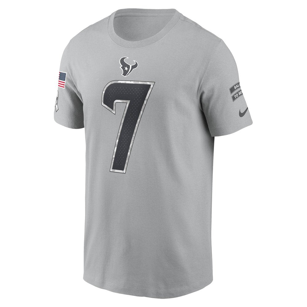 Men's Houston Texans C.J. Stroud Gray 2024 Salute To Service Name & Number T-Shirt 