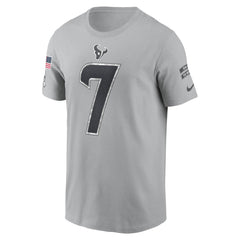 Men's Houston Texans C.J. Stroud Gray 2024 Salute To Service Name & Number T-Shirt 