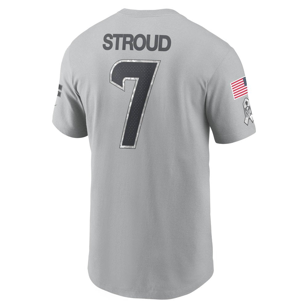Men's Houston Texans C.J. Stroud Gray 2024 Salute To Service Name & Number T-Shirt 