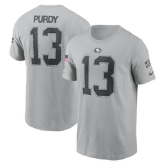 Men's San Francisco 49ers Brock Purdy Gray 2024 Salute To Service Name & Number T-Shirt 