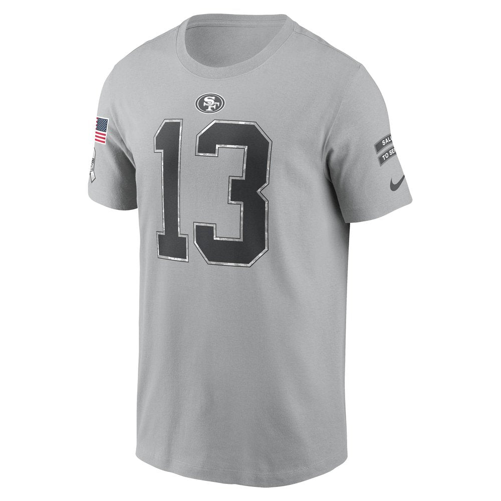 Men's San Francisco 49ers Brock Purdy Gray 2024 Salute To Service Name & Number T-Shirt 