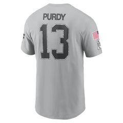 Men's San Francisco 49ers Brock Purdy Gray 2024 Salute To Service Name & Number T-Shirt 