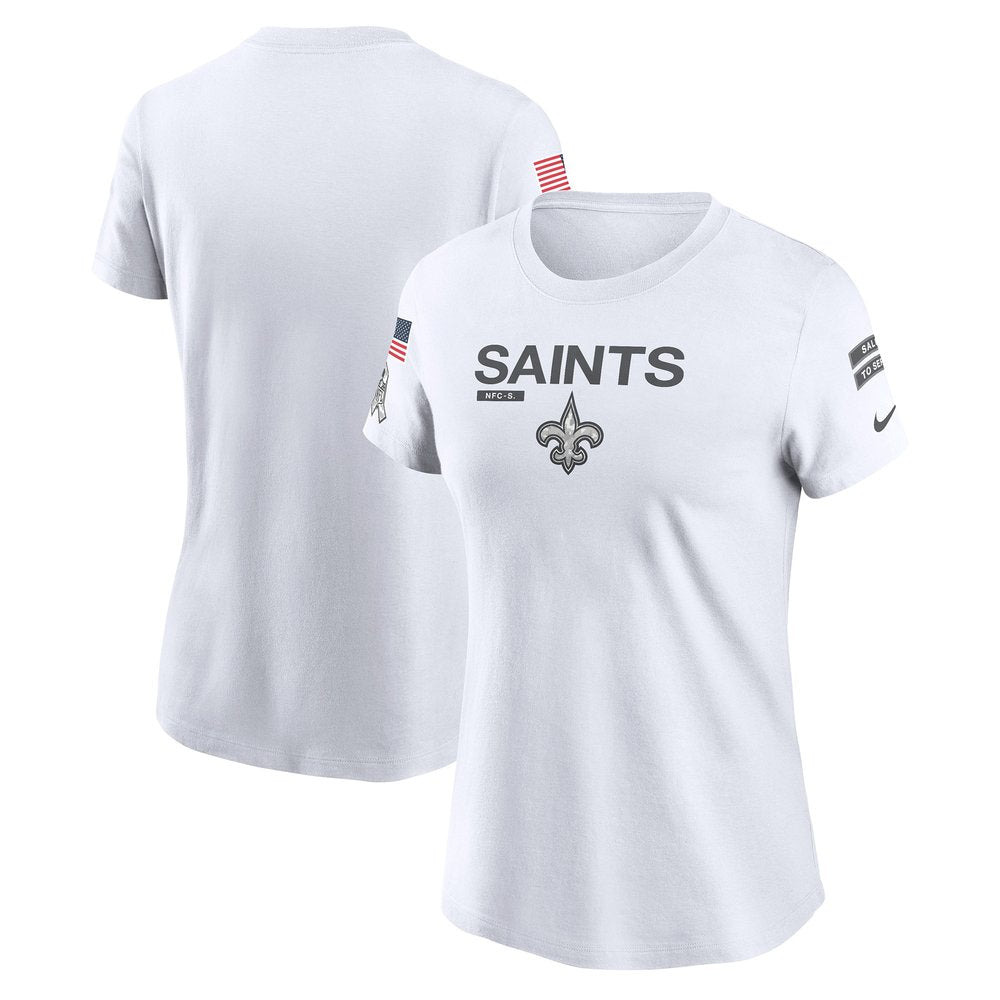 Women's New Orleans Saints White 2024 Salute To Service Legend Performance T-Shirt 