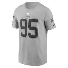 Men's Cleveland Browns Myles Garrett Gray 2024 Salute To Service Name & Number T-Shirt 