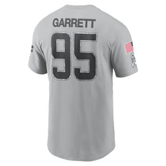 Men's Cleveland Browns Myles Garrett Gray 2024 Salute To Service Name & Number T-Shirt 