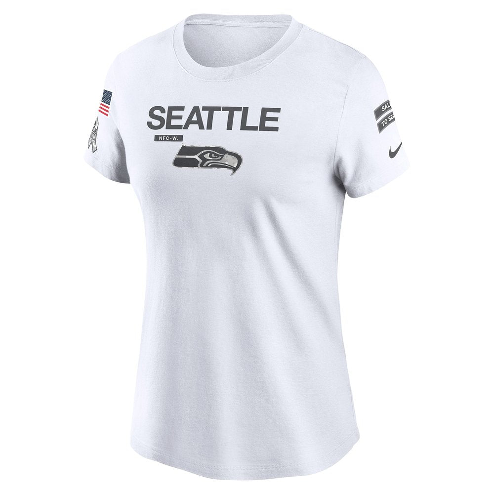 Women's Seattle Seahawks White 2024 Salute To Service Legend Performance T-Shirt 