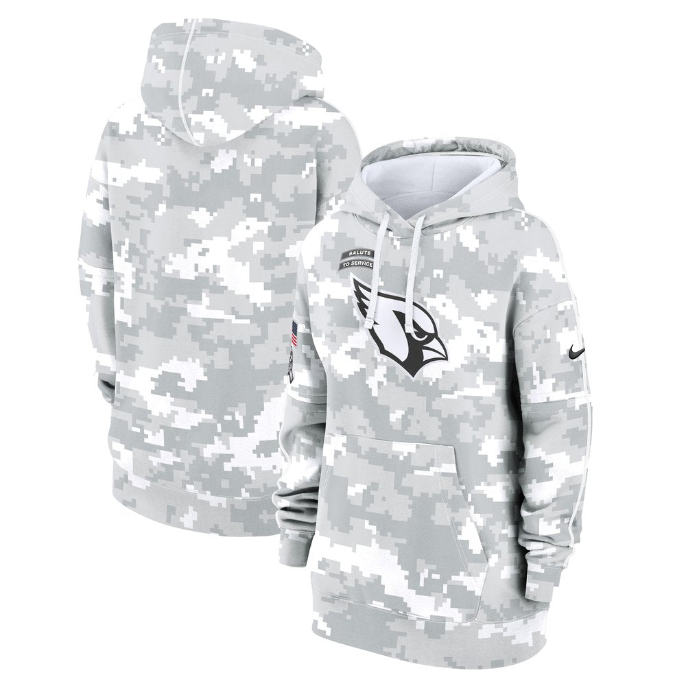 Women's Arizona Cardinals Arctic Camo 2024 Salute To Service Club Fleece Pullover Hoodie 