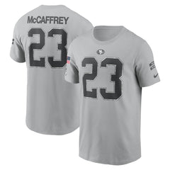 Men's San Francisco 49ers Christian McCaffrey Gray 2024 Salute To Service Name & Number T-Shirt 