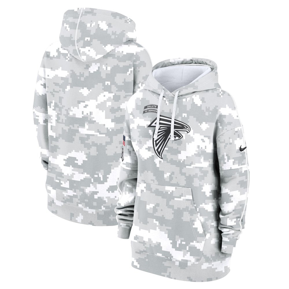 Women's Atlanta Falcons Arctic Camo 2024 Salute To Service Club Fleece Pullover Hoodie 