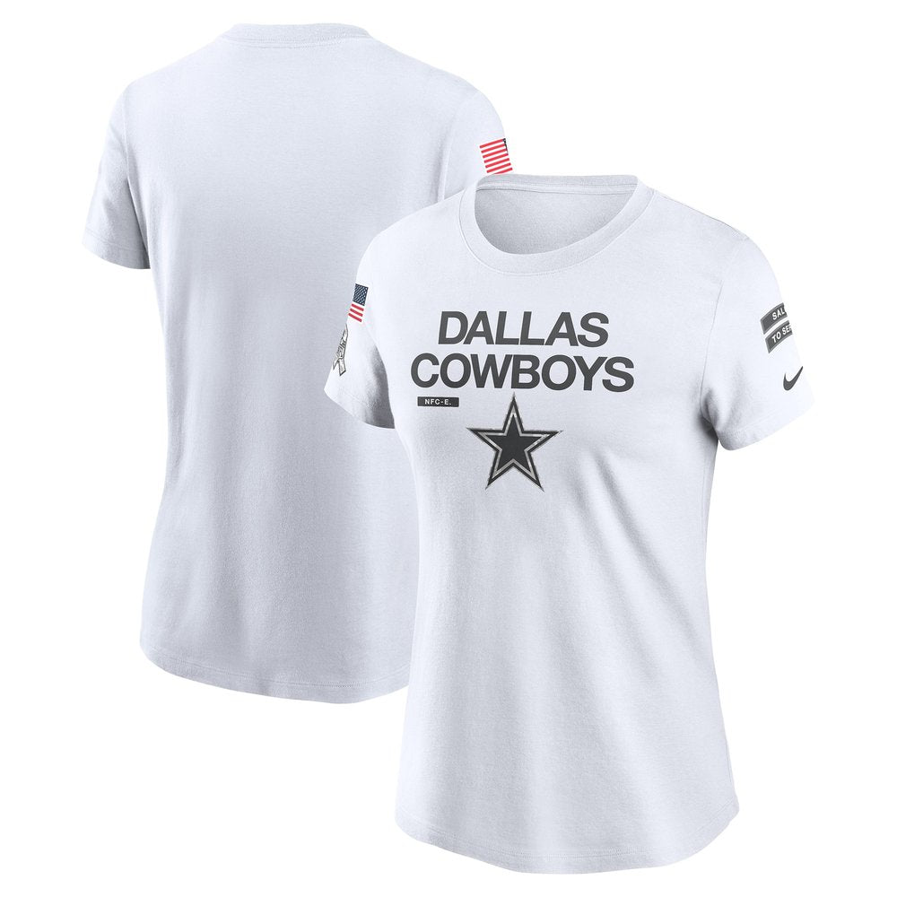 Women's Dallas Cowboys White 2024 Salute To Service Legend Performance T-Shirt 