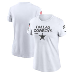 Women's Dallas Cowboys White 2024 Salute To Service Legend Performance T-Shirt 