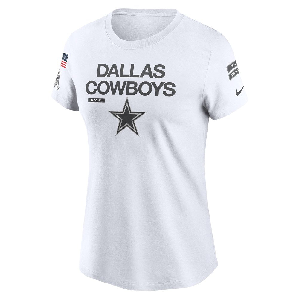 Women's Dallas Cowboys White 2024 Salute To Service Legend Performance T-Shirt 