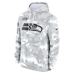 Youth Seattle Seahawks White/Gray 2024 Salute To Service Pullover Hoodie 