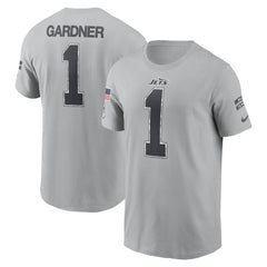 Men's New York Jets Ahmad Sauce Gardner Gray 2024 Salute To Service Name & Number T-Shirt 