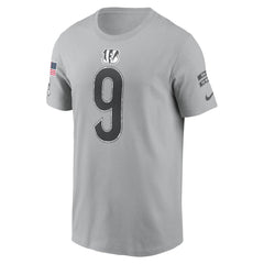 Men's Cincinnati Bengals Joe Burrow Gray 2024 Salute To Service Name & Number T-Shirt 