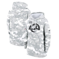 Women's Los Angeles Rams Arctic Camo 2024 Salute To Service Club Fleece Pullover Hoodie 