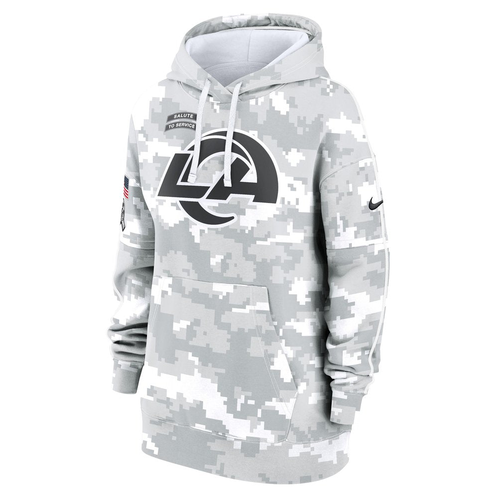 Women's Los Angeles Rams Arctic Camo 2024 Salute To Service Club Fleece Pullover Hoodie 