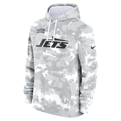 Youth New York Jets White/Gray 2024 Salute To Service Pullover Hoodie 