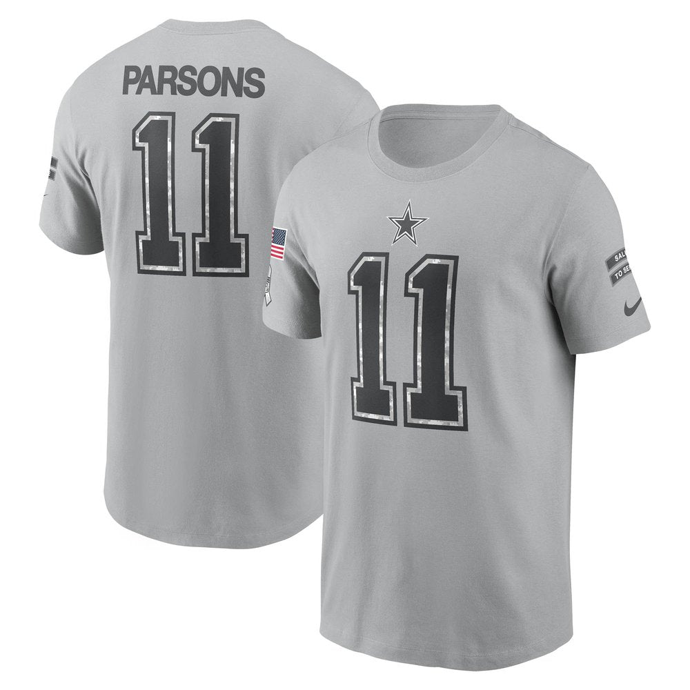 Men's Dallas Cowboys Micah Parsons Gray 2024 Salute To Service Name & Number T-Shirt 
