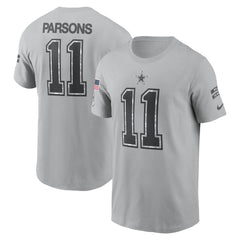 Men's Dallas Cowboys Micah Parsons Gray 2024 Salute To Service Name & Number T-Shirt 