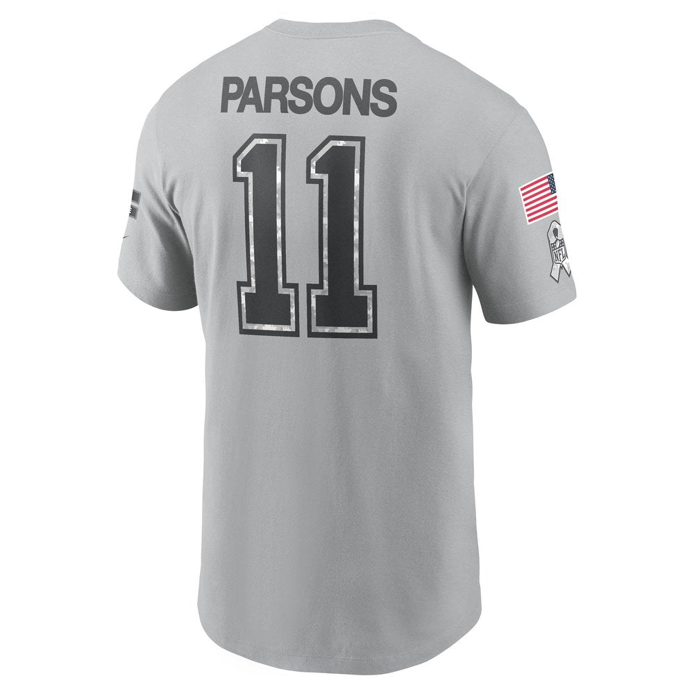 Men's Dallas Cowboys Micah Parsons Gray 2024 Salute To Service Name & Number T-Shirt 