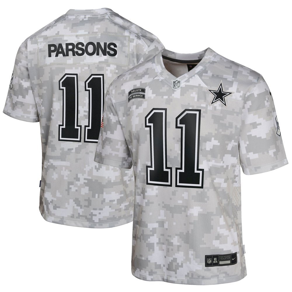 Youth Dallas Cowboys Micah Parsons Arctic Camo 2024 Salute to Service Game Jersey 