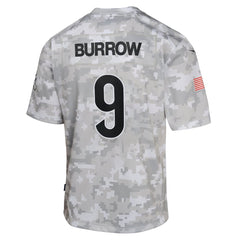 Youth Cincinnati Bengals Joe Burrow Arctic Camo 2024 Salute to Service Game Jersey 