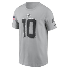 Men's Miami Dolphins Tyreek Hill Gray 2024 Salute To Service Name & Number T-Shirt 