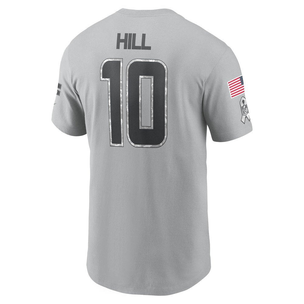 Men's Miami Dolphins Tyreek Hill Gray 2024 Salute To Service Name & Number T-Shirt 