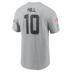 Men's Miami Dolphins Tyreek Hill Gray 2024 Salute To Service Name & Number T-Shirt 