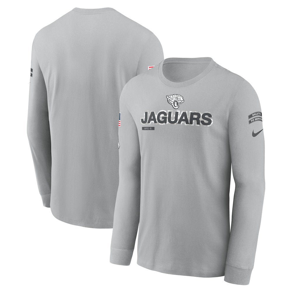 Men's Jacksonville Jaguars Gray 2024 Salute To Service Long Sleeve T-Shirt 