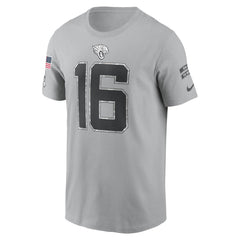 Men's Jacksonville Jaguars Trevor Lawrence Gray 2024 Salute To Service Name & Number T-Shirt 