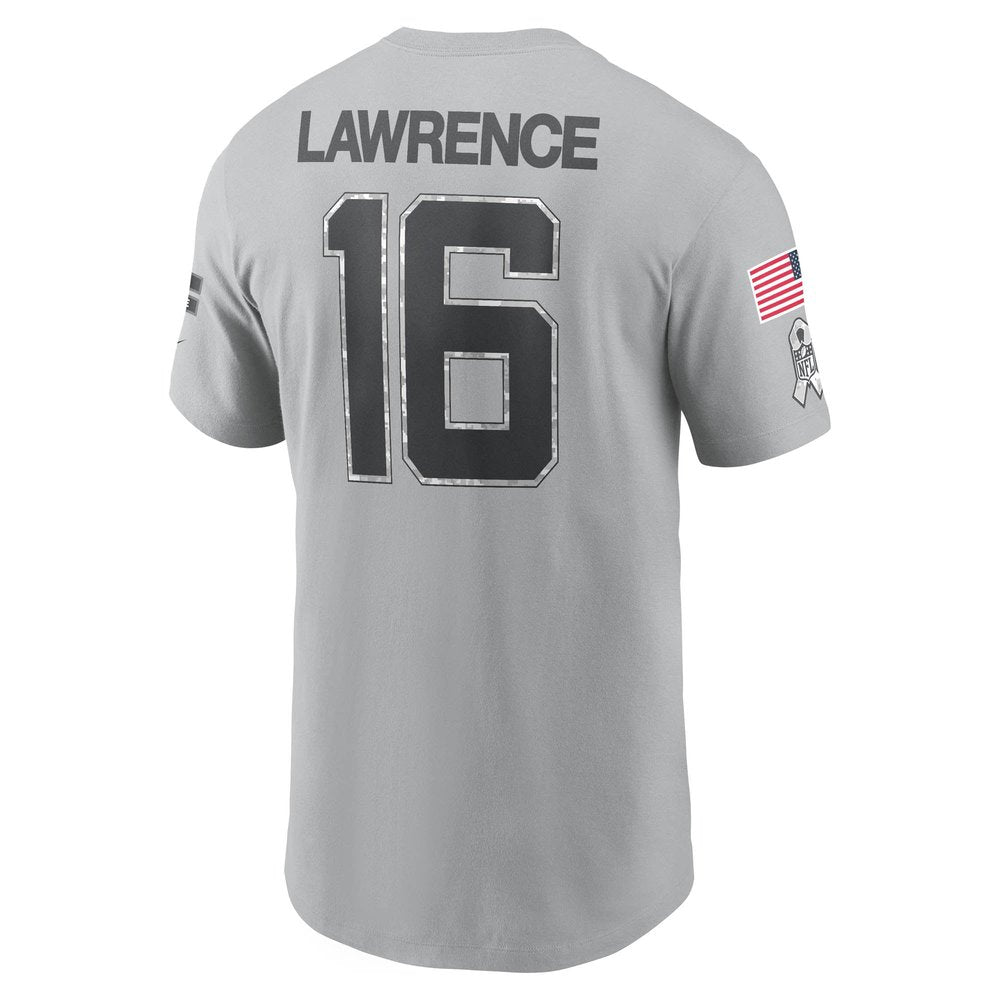 Men's Jacksonville Jaguars Trevor Lawrence Gray 2024 Salute To Service Name & Number T-Shirt 