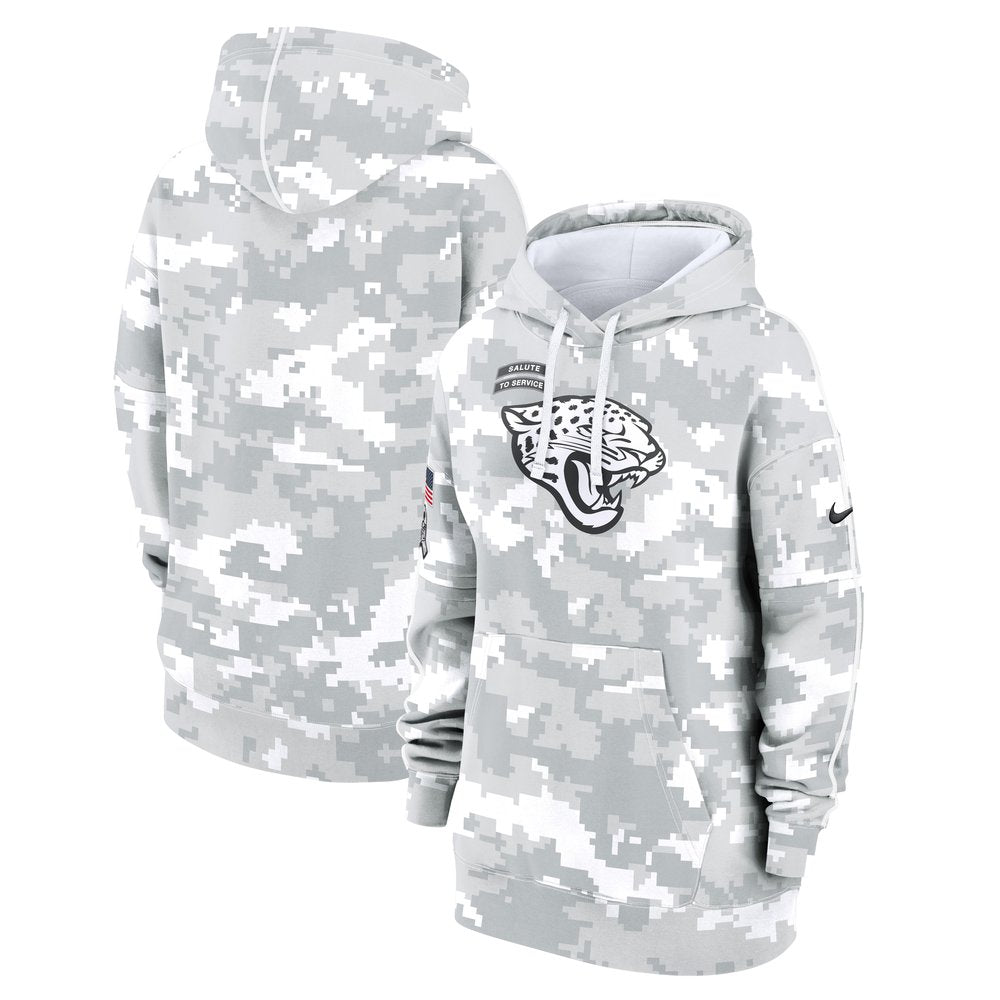 Women's Jacksonville Jaguars Arctic Camo 2024 Salute To Service Club Fleece Pullover Hoodie 