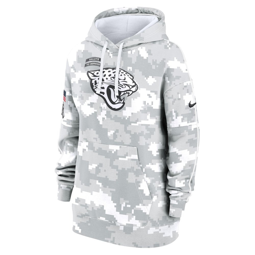 Women's Jacksonville Jaguars Arctic Camo 2024 Salute To Service Club Fleece Pullover Hoodie 