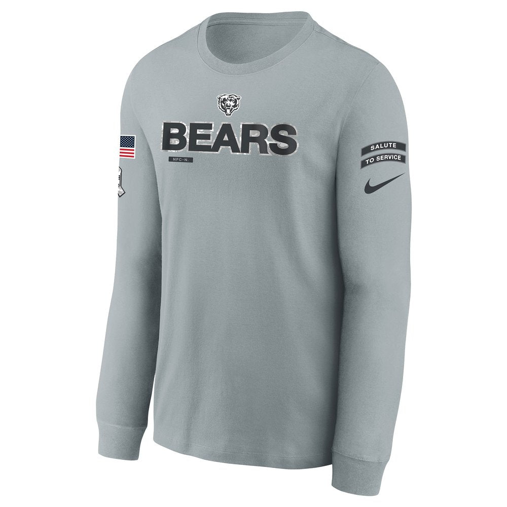 Youth Chicago Bears Gray 2024 Salute To Service Long Sleeve T-Shirt 