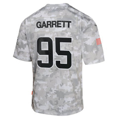 Youth Cleveland Browns Myles Garrett Arctic Camo 2024 Salute to Service Game Jersey 