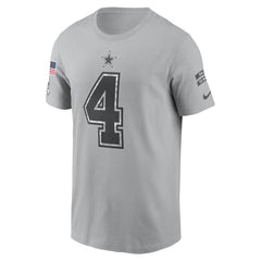 Men's Dallas Cowboys Dak Prescott Gray 2024 Salute To Service Name & Number T-Shirt 