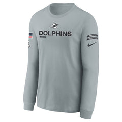 Youth Miami Dolphins Gray 2024 Salute To Service Long Sleeve T-Shirt 