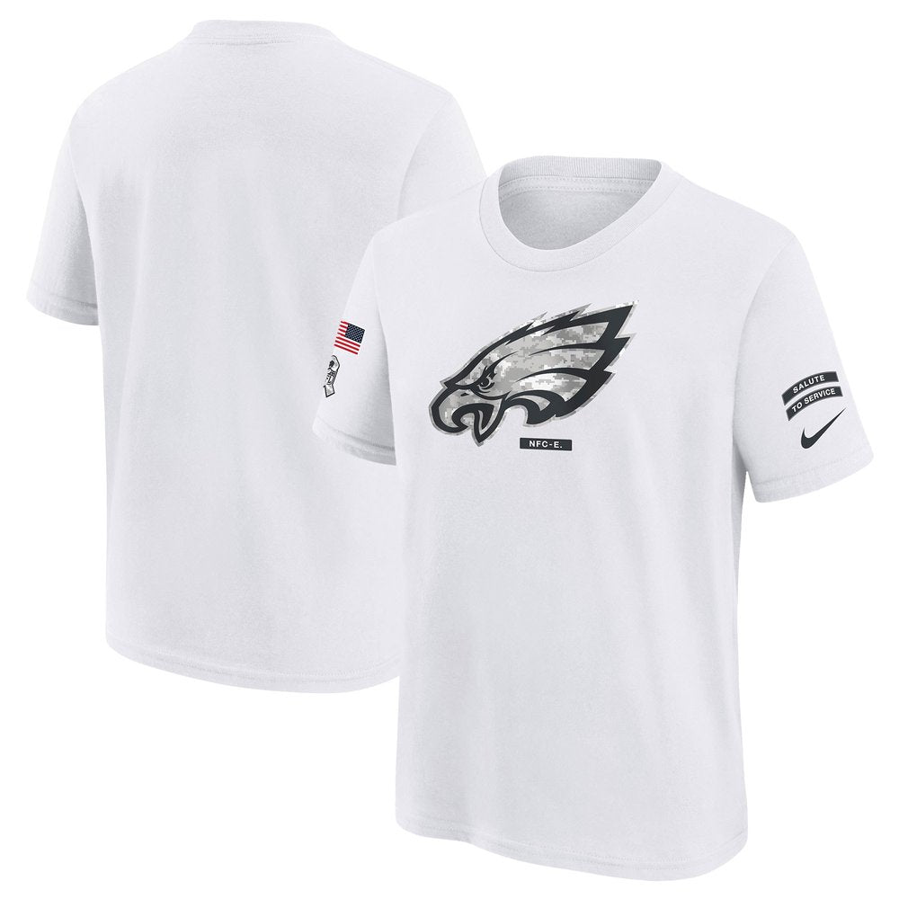 Youth Philadelphia Eagles White 2024 Salute To Service T-Shirt 